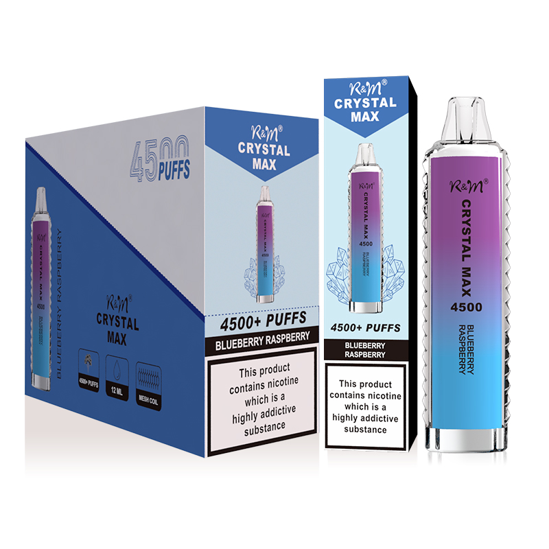 UK Germany Update 2% 5% RandM Crystal Max 4500 Puffs Wholesale Cost Logo Custom 12ml E liquid SKE The Crystal Bar Disposable Vape Pen