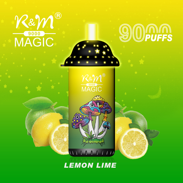 Lemon Lime Taste 9000Puffs RandM Magic Rechargeable RGB Glow Crystal Model OEM Custom Brand Electronic Cigarette 