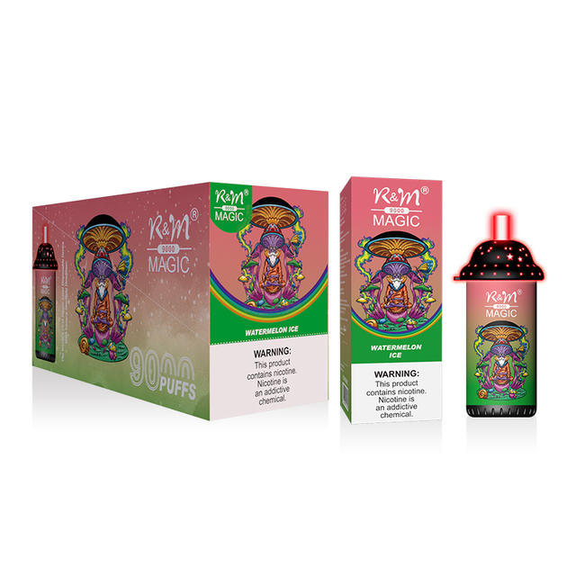 9000Puffs R&M Magic Mushroom Milk Cup 2% 5% Nicotine Salts Rechargeable LED Light Disposable Vape Wholesale Hayati Crystal Pro Max 4000 