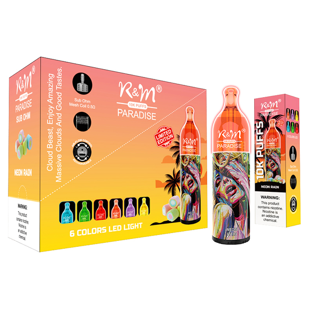 R&M PARADISE 5% Nicotine Neon Rain Flavor Germany Disposable Vape