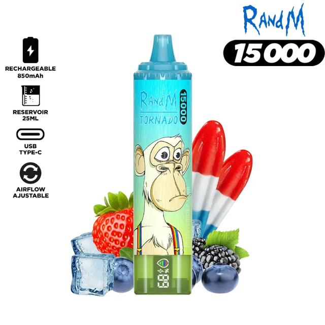 RandM Fumot Tornado 15000 Puffs Led Display Screen Mesh Coil MTL Rechargeable Disposable Vape 
