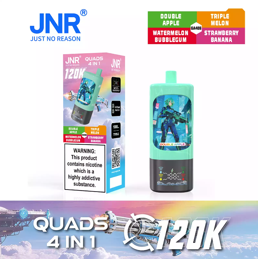 Wholesale Big Cloud Smart Display JNR QUADS 4 IN 1 120K 120000 Puffs Rechargeable Disposable Vape 