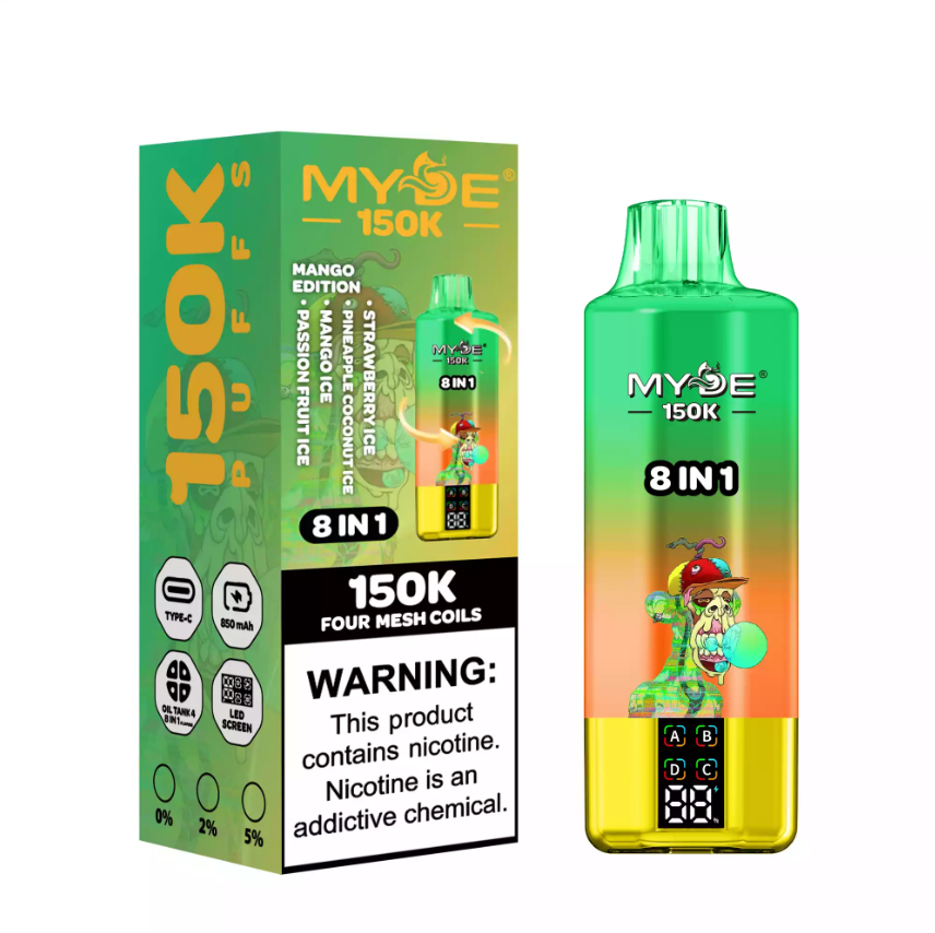 EU Warehouse MYDE 8 IN 1 150K 150000 Puffs LED Display Screen Type C Disposable Vape Wholesale
