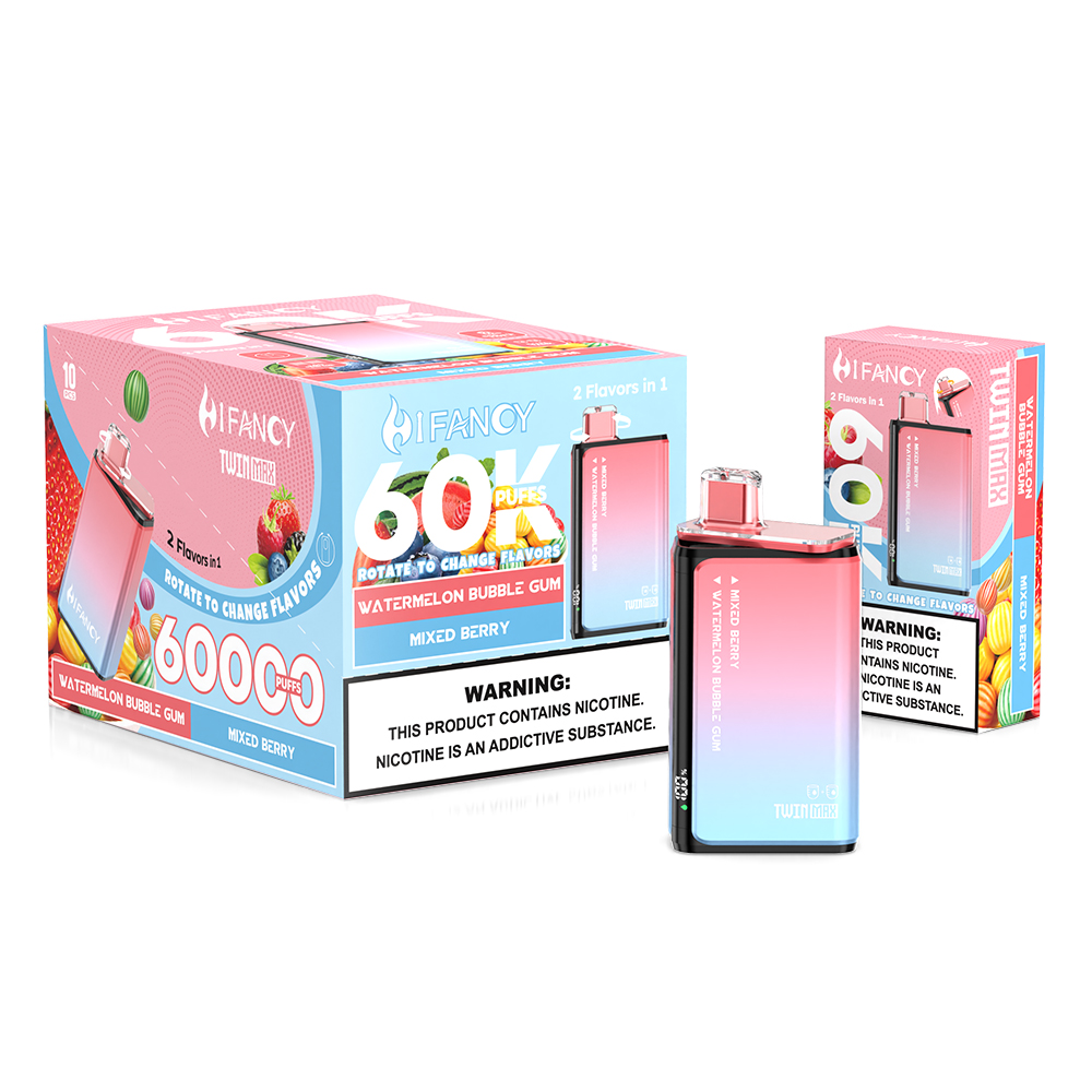 Hifancy Twins 60000 Puffs 2 in 1 60000 Puffs 2 Flavors in 1 Type C 650mah Rechargeable Disposable Vape Pen