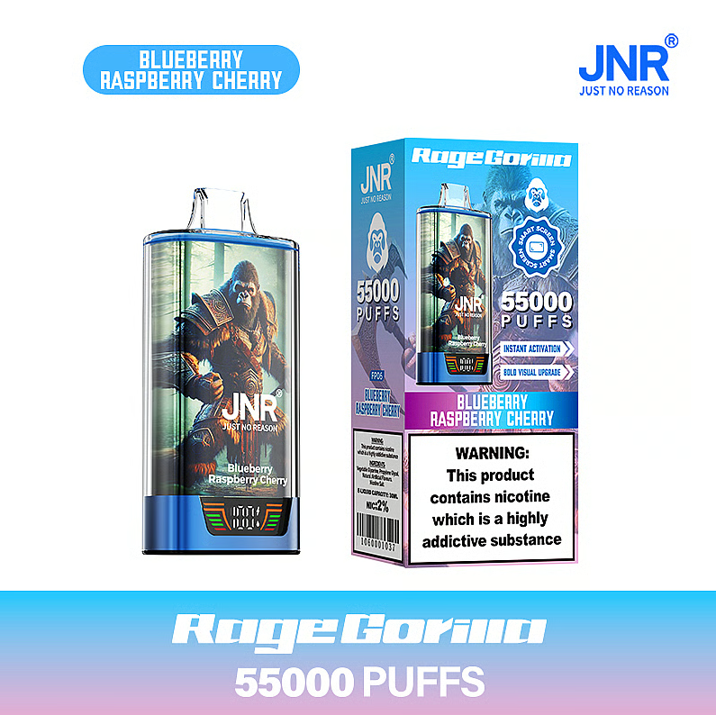 EU Warehouse JNR Rage Gorilla 55000 Puffs Dual Mesh Coil Type C Rechargeable Disposable Vape With Smart Display