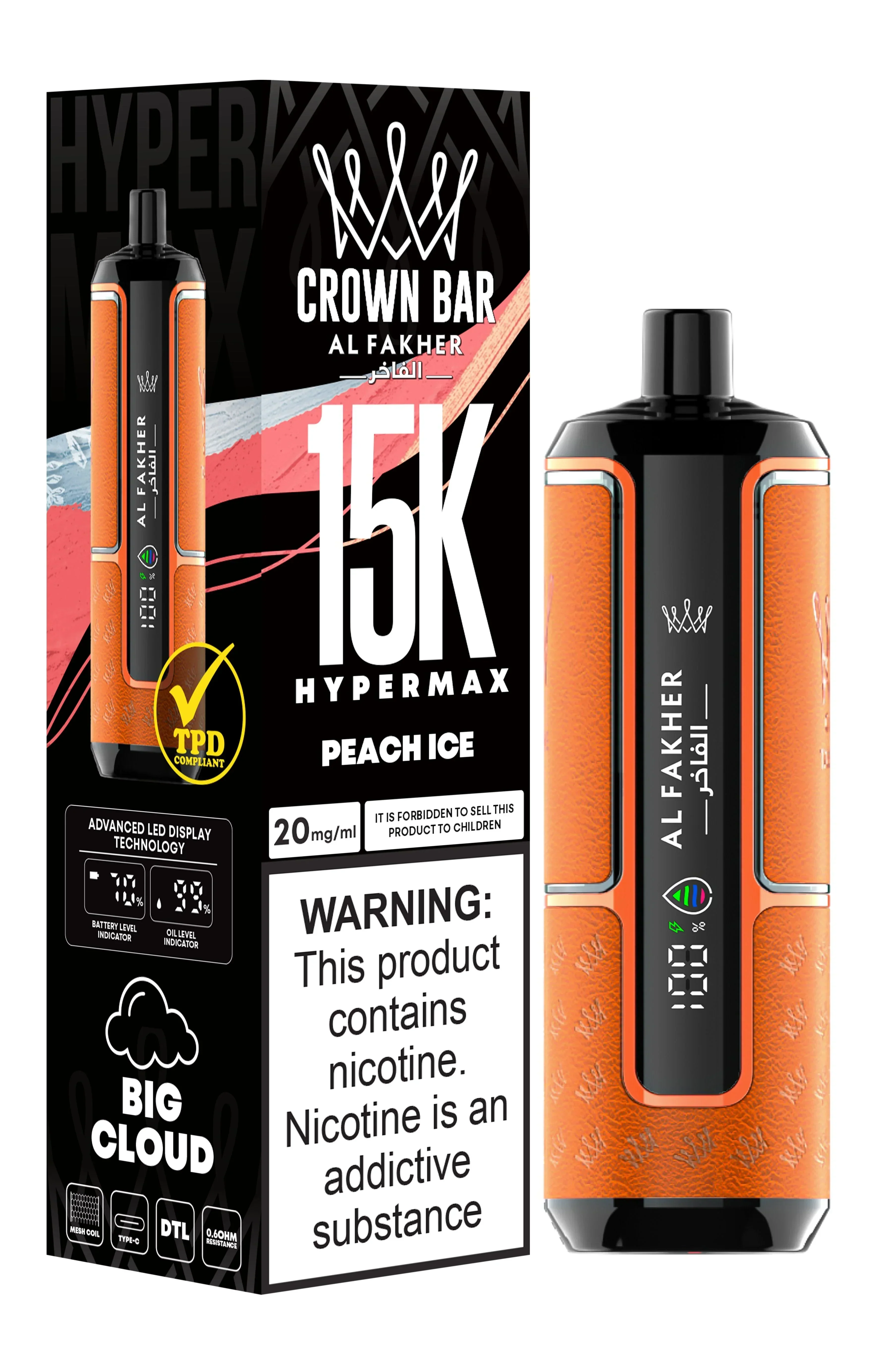 Al Fakher Crown Bar 15K Puffs fruit flavored disposable vape easy to use vape device best disposable vape 2026 premium vape products Bulk Buy Rechargeable Disposable Vapes Wholesale