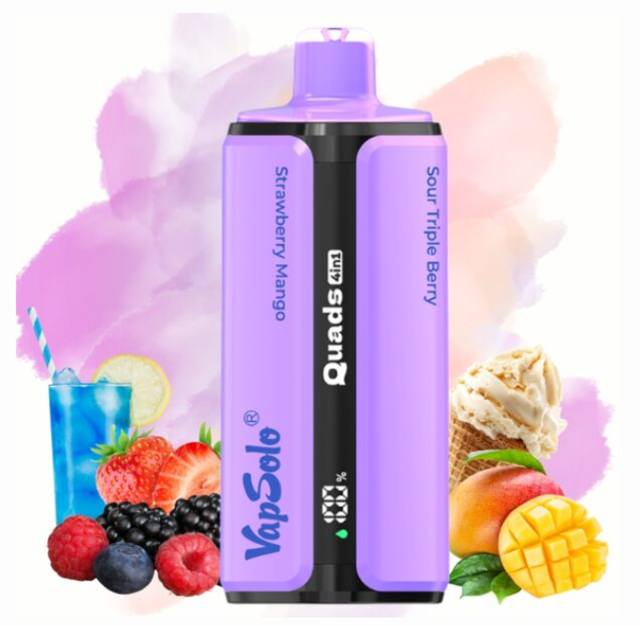 Premium Fruit Flavors Vapsolo Quads 80k Puffs 4 in 1 Rechargeable Disposable Vape Vapor Pen with Mesh Coil Wholesale
