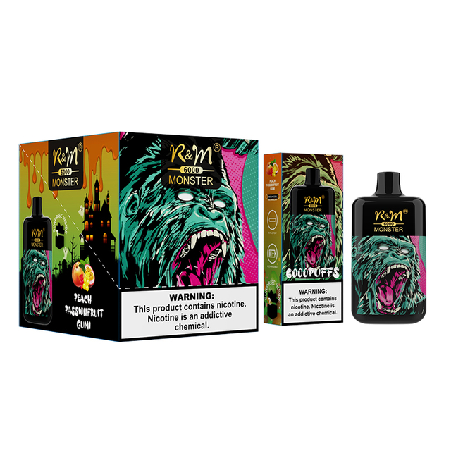 R&M MONSTER 6000Puffs 13ml E Liquid 12 Flavors Elf Version Box Vape Mesh Coil Type-C Rechargeable Hyde Disposable Vape Wholesale