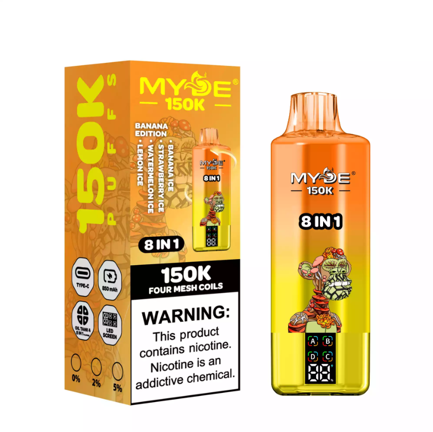 EU Warehouse MYDE 8 IN 1 150K 150000 Puffs LED Display Screen Type C Disposable Vape Wholesale