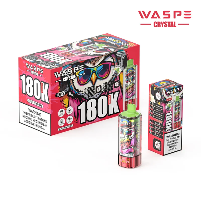 Long lasting Waspe Crystal 8in1 180K Disposable Vape best disposable vape 2026 premium vape products Bulk Buy Rechargeable Disposable Vapes Wholesale