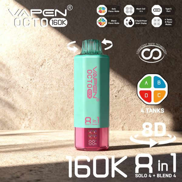 EU warehouse VAPEN OCTO 160000 160K Puffs 8In1 Flavors Disposable Vape Quad Tanks Long Lasting Puff Vaper