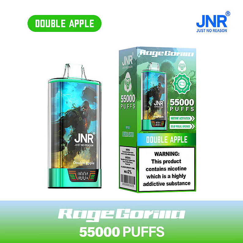EU Warehouse JNR Rage Gorilla 55000 Puffs Dual Mesh Coil Type C Rechargeable Disposable Vape With Smart Display