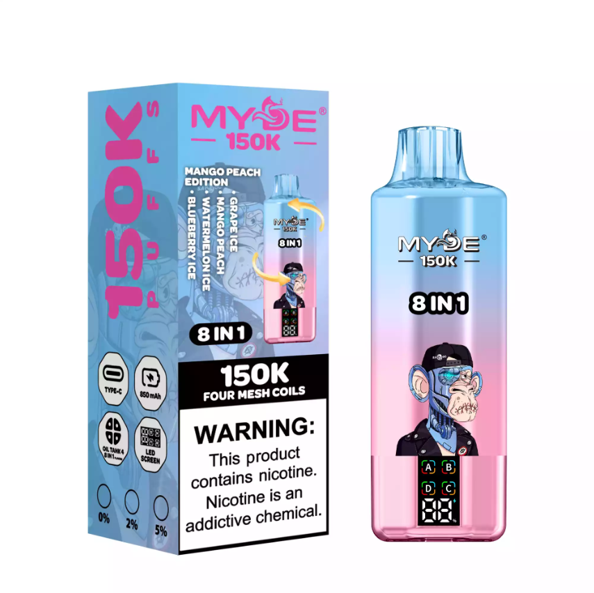 EU Warehouse MYDE 8 IN 1 150K 150000 Puffs LED Display Screen Type C Disposable Vape Wholesale