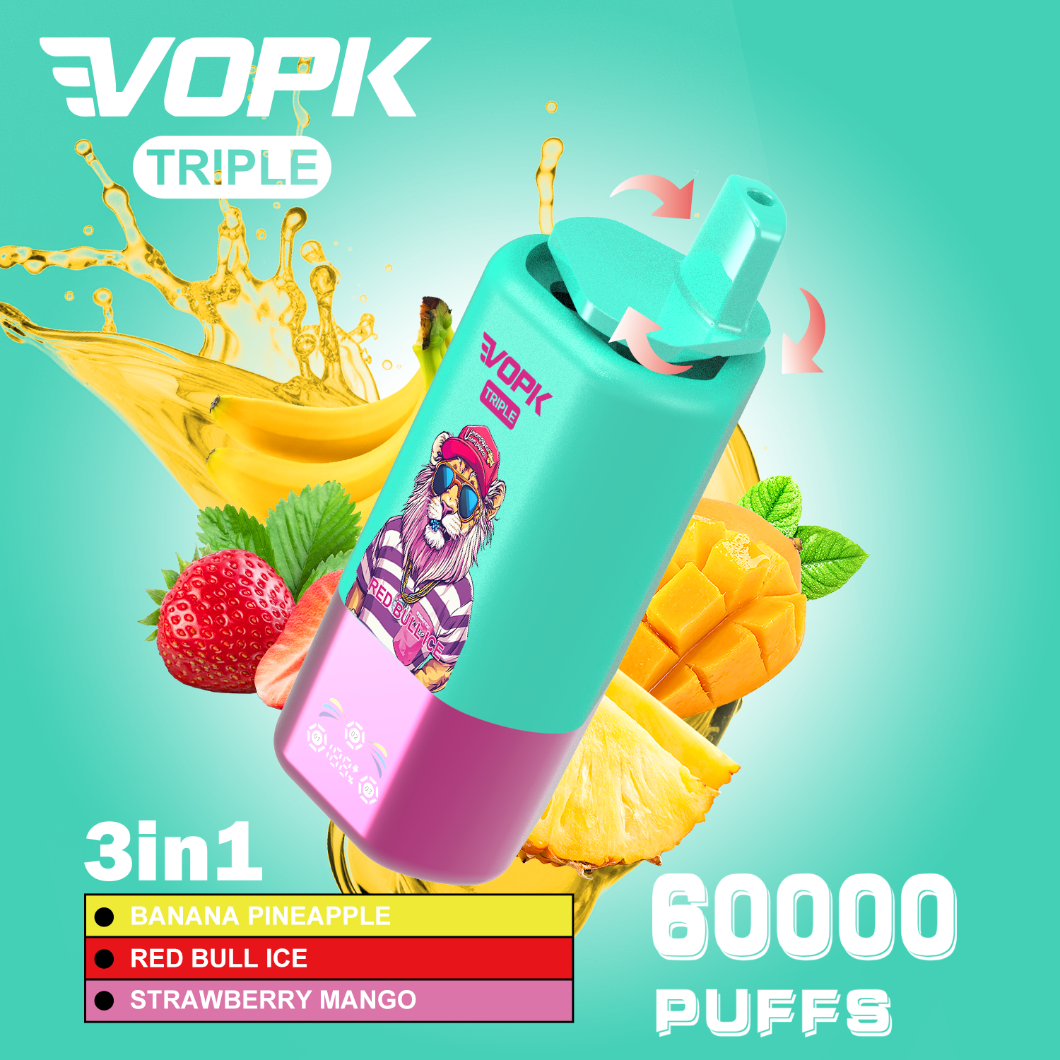 EU Warehouse VOPK Tripe 60000 Puffs 3-in-1 Flavors 60K Disposable vape