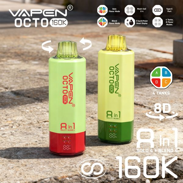 EU warehouse VAPEN OCTO 160000 160K Puffs 8In1 Flavors Disposable Vape Quad Tanks Long Lasting Puff Vaper