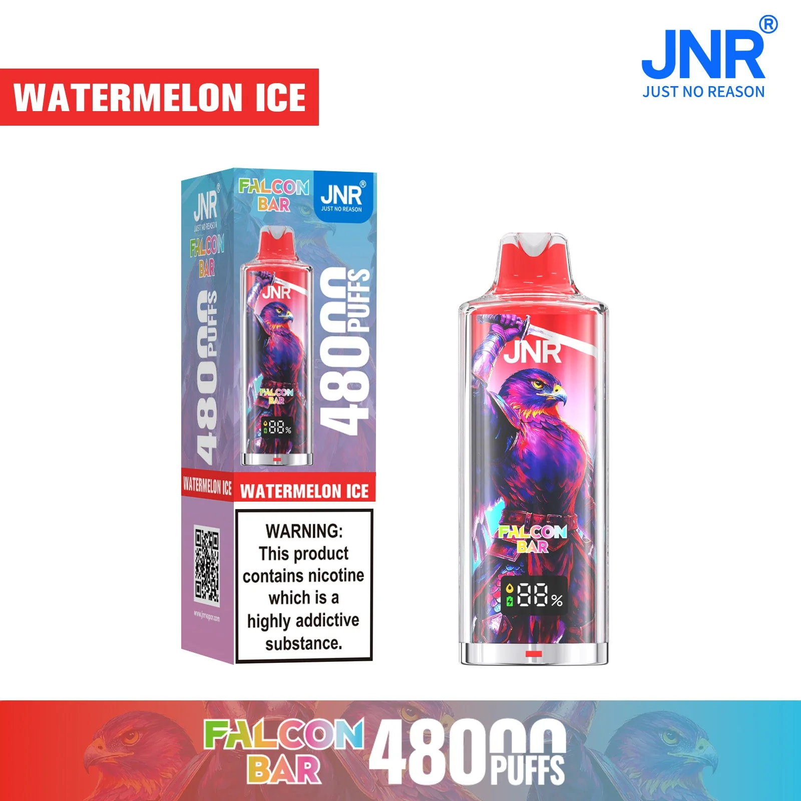 JNR Falcon Bar 48000 Puffs 2% Nicotine LED Display Rechargeable Disposable Vape Wholesale 