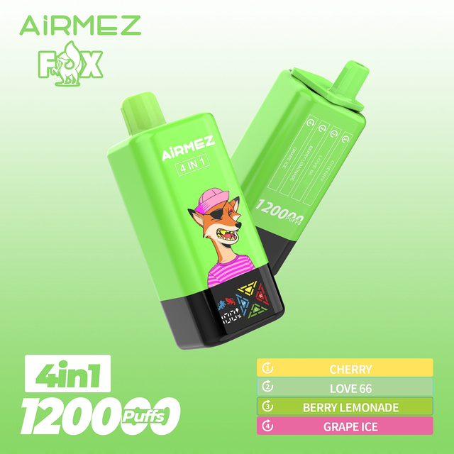 Airmez Fox 120k Puffs 4 in 1 Flavors Disposable Vape with LED Display