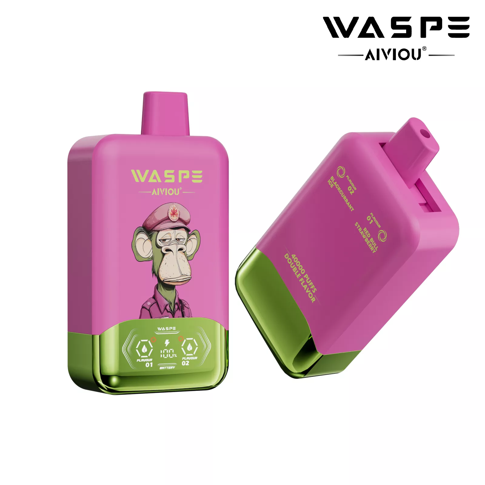 WASPE AIVIOU 40000 Puffs Double Flavor LED Screen 0% 2% 5% Low Nicotine Original Factory Bulk Buy Rechargeable Disposable Vapes Pen Wholesale