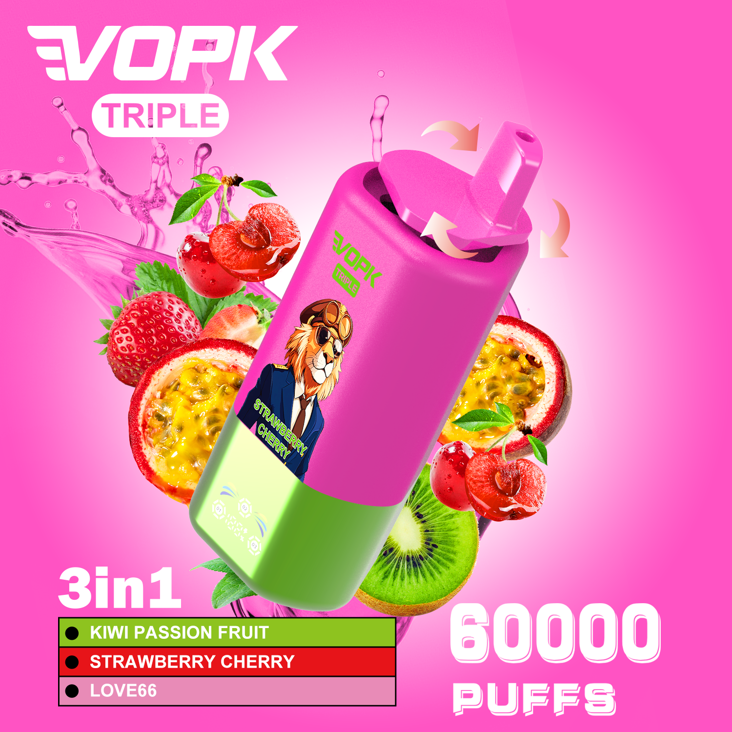 EU Warehouse VOPK Tripe 60000 Puffs 3-in-1 Flavors 60K Disposable vape