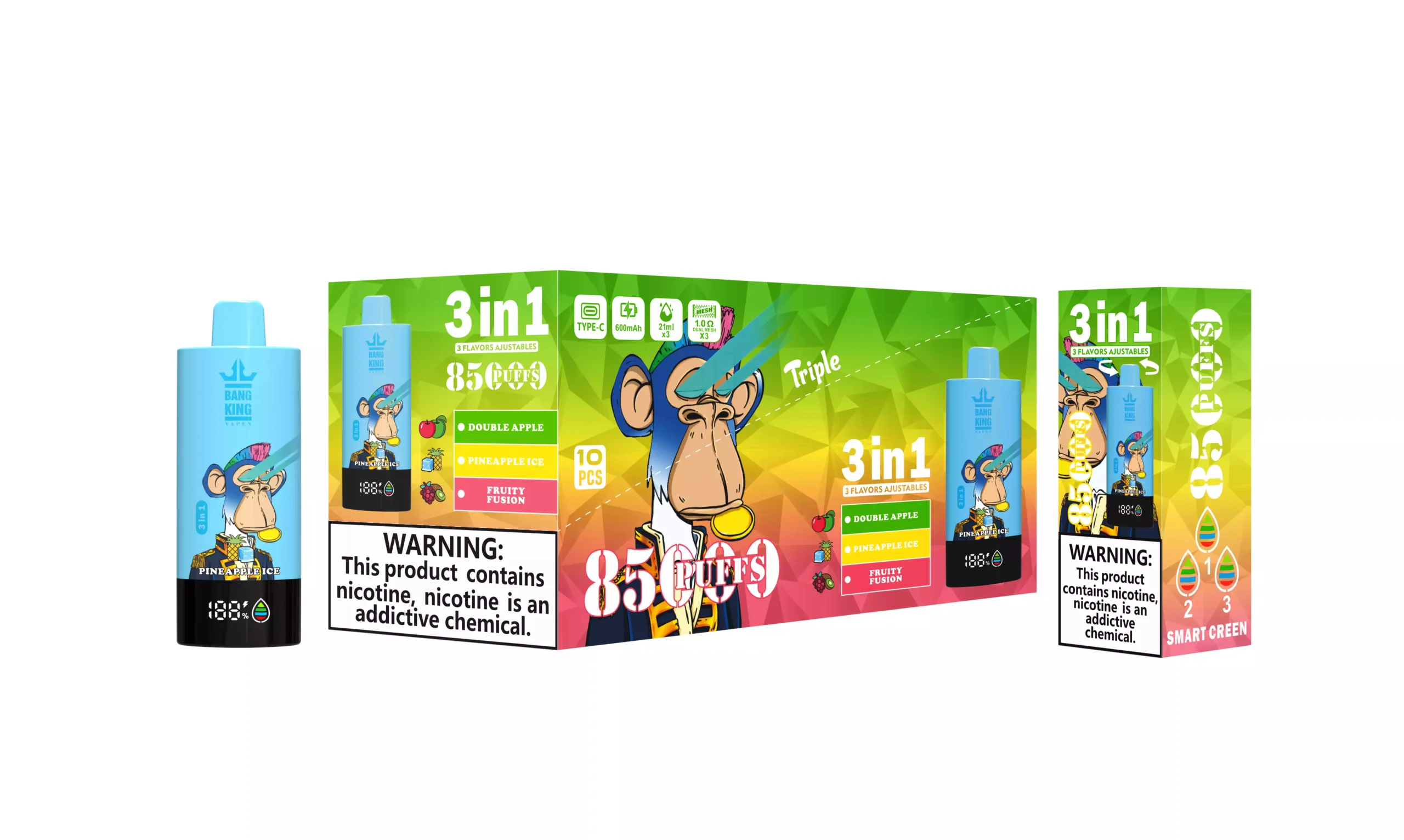 BANG KING 85000 Puffs 3-in-1 Tastes easy to use vape device long lasting disposable vape best disposable vape 2026 Bulk Buy Rechargeable Disposable Vapes Wholesale