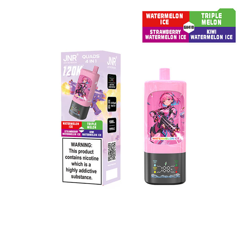 Premium Fruit Flavors JNR Quads 120K Puffs 4 in 1 Rechargeable Disposable Vape Vapor Pen with Mesh Coil Wholesale
