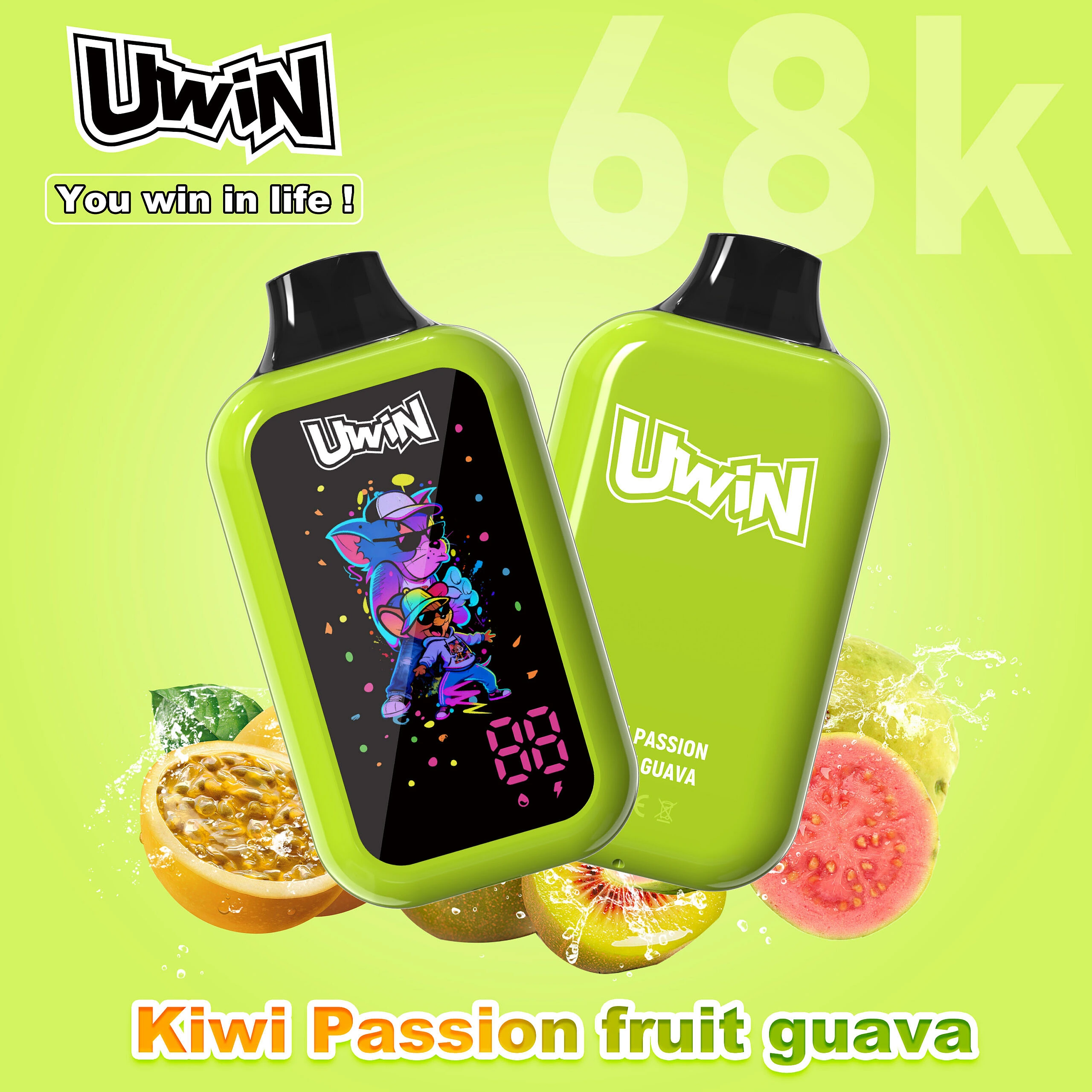 Uwin Digital Box 68000 68K Puffs Vape Digital Display Disposable E Cigarette