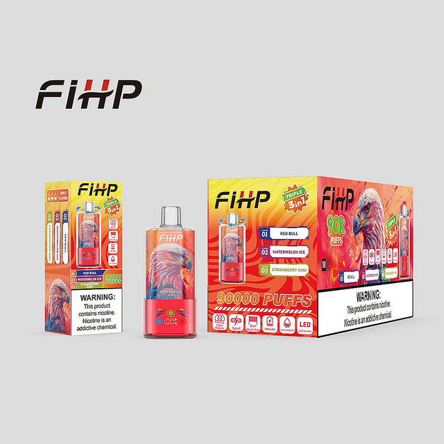 FIHP 90000 90K Puffs 3 in 1 Triple Flavors Dual Mesh Coil Disposable Vape with LED Display