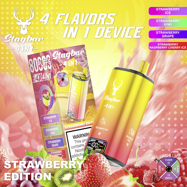 Stag Bar 4 In 1 80K Puffs:Four Flavors Rechargeable Disposable Vape with LED Display