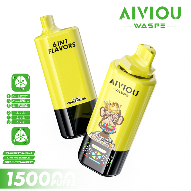 Longest-Lasting WASPE AIVIOU 6-in-1 150000 Puffs 6 Flavors in One 150K Rechargeable Disposable Vape