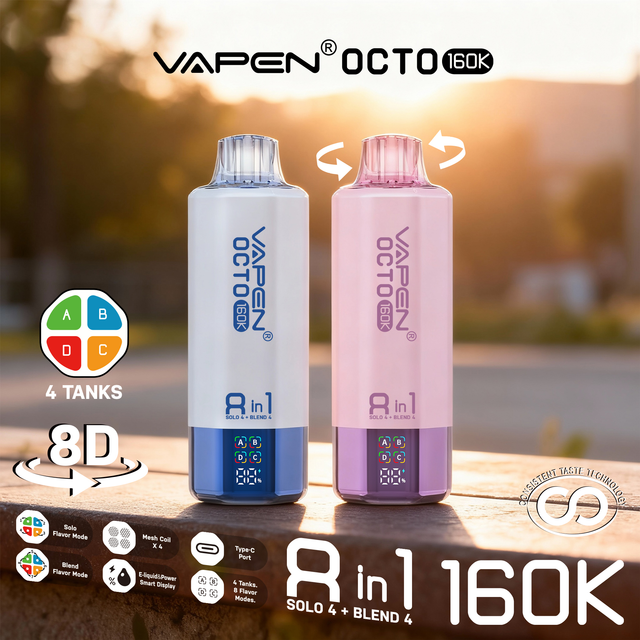EU warehouse VAPEN OCTO 160000 160K Puffs 8In1 Flavors Disposable Vape Quad Tanks Long Lasting Puff Vaper
