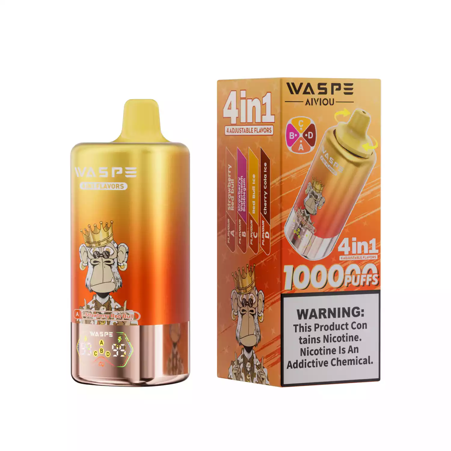 WASPE 4in1 Flavor 100000 Puffs Low Nicotine fruit flavored disposable vape easy to use vape device long lasting disposable vape best disposable vape 2026 Bulk Buy Original Rechargeable Disposable Vap