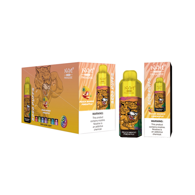 Wholesale Custom RGB Glow Light 8000 Puffs R&M Paradise Mesh Coil Oil-Coil Separated Disposable Electronic Cigarette Vape 
