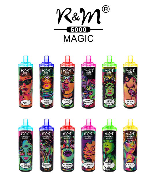 Wholesale Only RGB Light Mesh Coil Type C Rechargeable 6K Puffs R&M Magic Disposable Vape Pen Electronic Cigarette 
