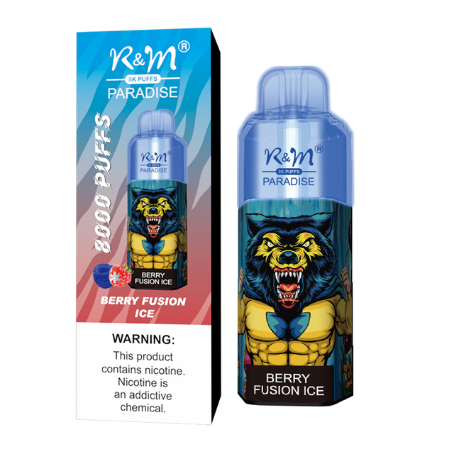 Wholesale Only Custom Vape Bottom Airflow Control 8k Puff R&M Paradise Mesh Coil RGB Glow Light Esco Bar Disposable Vape Pod Device