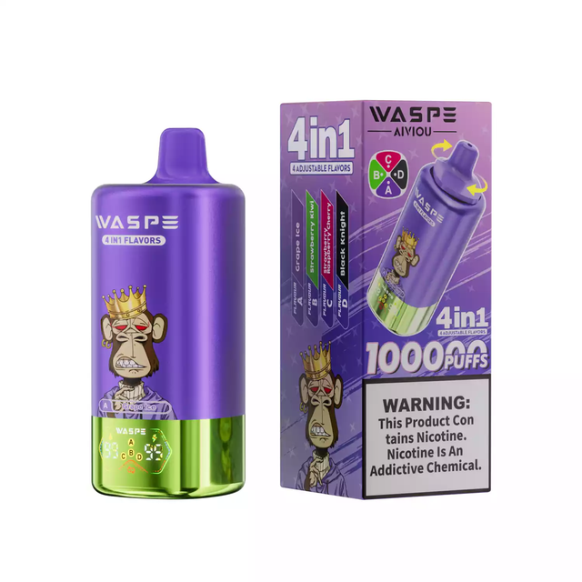 WASPE 4in1 Flavor 100000 Puffs Low Nicotine fruit flavored disposable vape easy to use vape device long lasting disposable vape best disposable vape 2026 Bulk Buy Original Rechargeable Disposable Vap