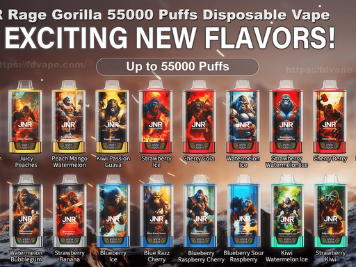 Premium Fruit Flavors JNR RageGorilla 55000 Rechargeable Disposable Vape Vapor Pen with Mesh Coil Wholesale 