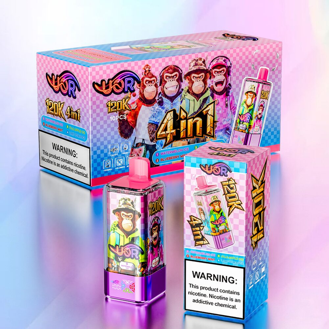 EU Warehouse 10 Flavors 650mah LED Display UOR 120000 puffs 4-in-1 Disposable Vape 