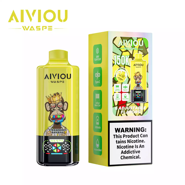 Long Lasting Six Tastes Mesh Coil 150000 Puffs WASPE AIVIOU Rechargeable Disposable Vape Vaporizer EU Shipping