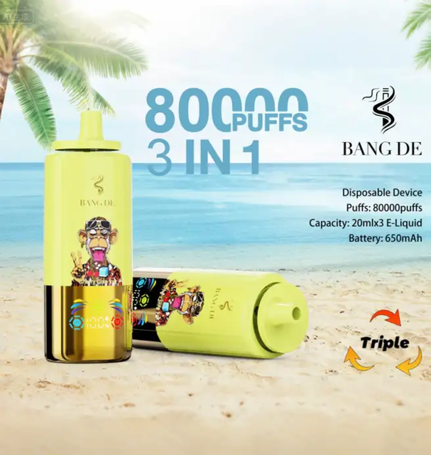 Bang DE 80000 Puffs 2% 3% 5% Nicotine LED Display Rechargeable Disposable Vape Wholesale 
