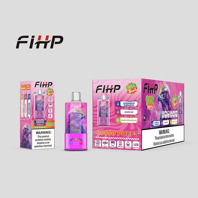 FIHP 90000 90K Puffs 3 in 1 Triple Flavors Dual Mesh Coil Disposable Vape with LED Display