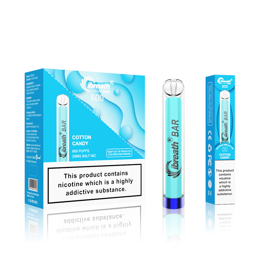 Europe UK OEM LOGO Custom Brand RGB Light 600Puffs 2% 0% Salt Nicotine Geekbar Crystal Disposable Vape 
