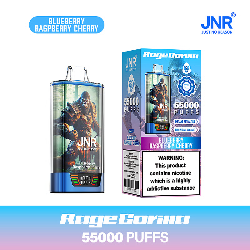 JNR Rage Gorilla 55K Puffs Dual Mesh Disposable Vape with Smart Display & Type-C Fast Charging