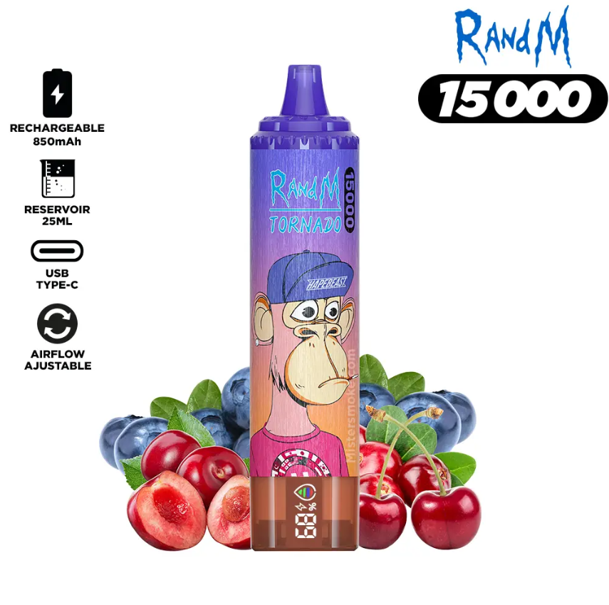 RandM Fumot Tornado 15000 Puffs Led Display Screen Mesh Coil MTL Rechargeable Disposable Vape 