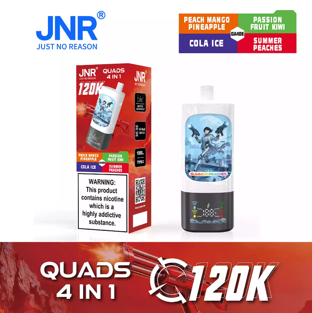 Wholesale Big Cloud Smart Display JNR QUADS 4 IN 1 120K 120000 Puffs Rechargeable Disposable Vape 