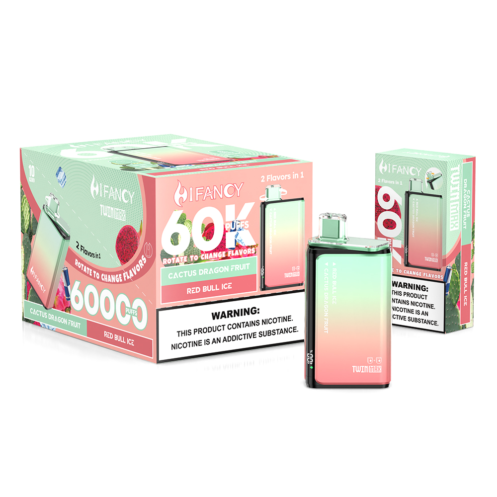 Hifancy Twins 60000 Puffs 2 in 1 60000 Puffs 2 Flavors in 1 Type C 650mah Rechargeable Disposable Vape Pen