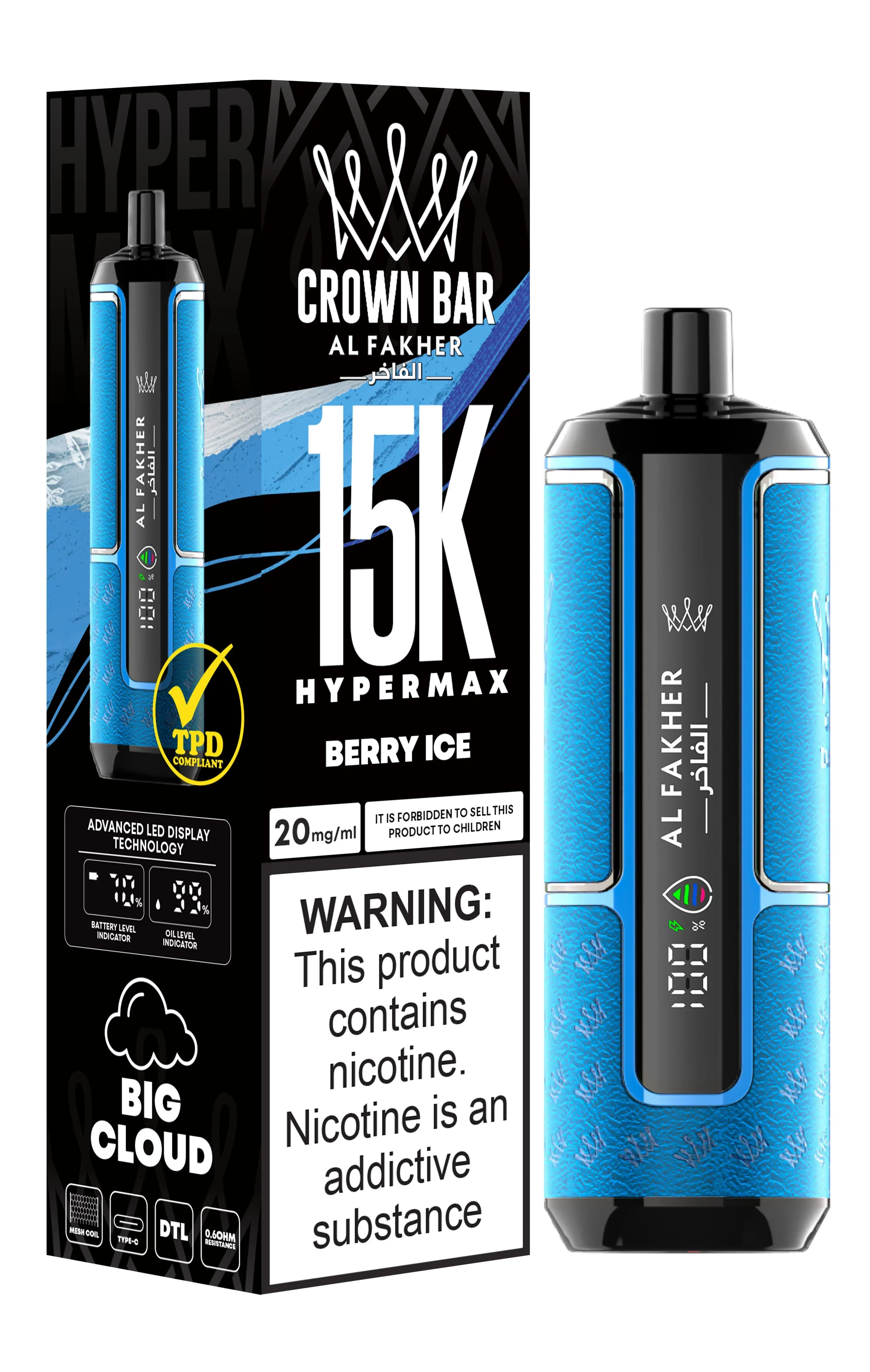 Al Fakher Crown Bar 15K Puffs fruit flavored disposable vape easy to use vape device best disposable vape 2026 premium vape products Bulk Buy Rechargeable Disposable Vapes Wholesale