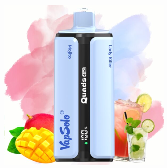 Premium Fruit Flavors Vapsolo Quads 80k Puffs 4 in 1 Rechargeable Disposable Vape Vapor Pen with Mesh Coil Wholesale
