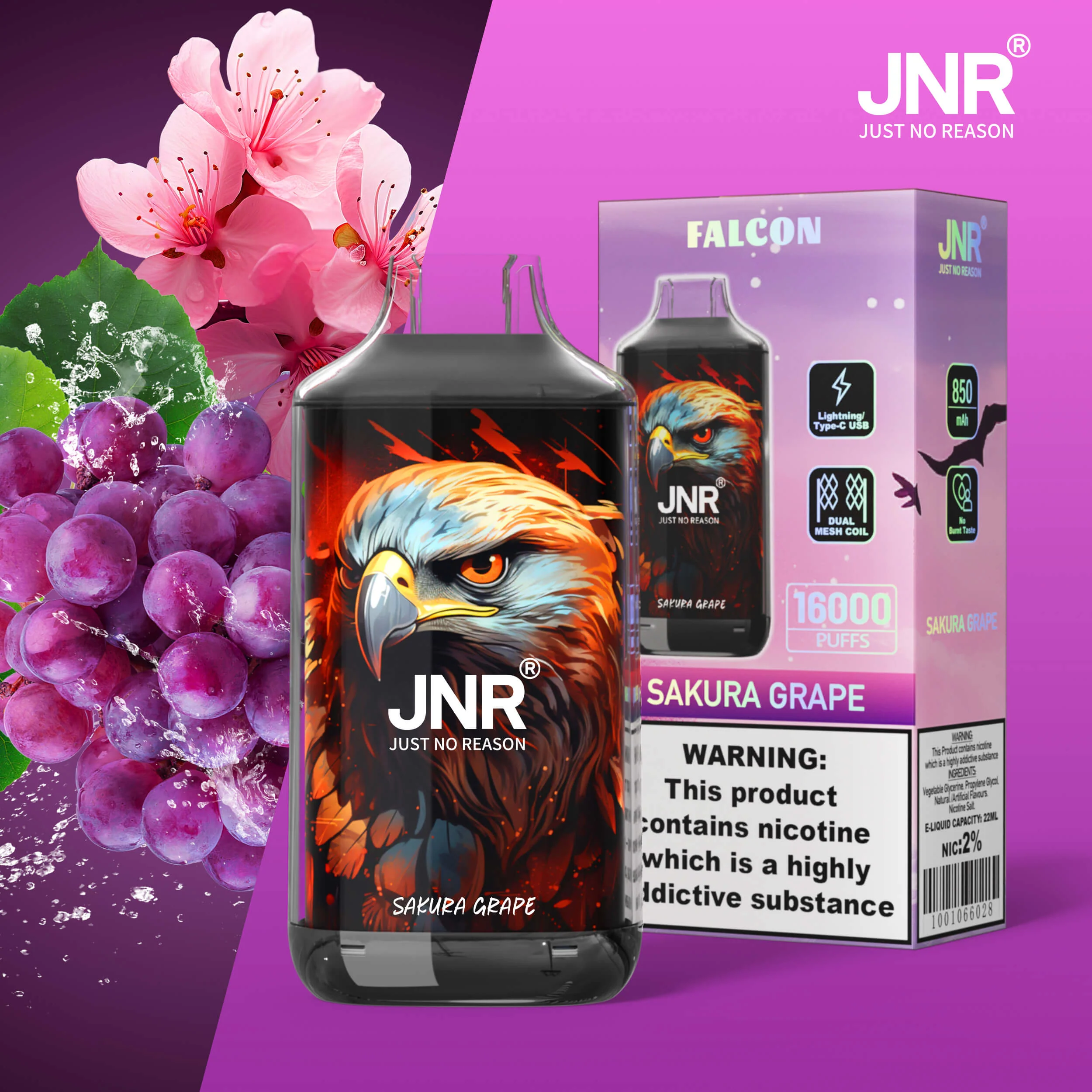 JNR Falcon 16000 Puffs long lasting disposable vape portable fresh stick easy to use vape device fruit flavor vape best disposable vape 2026 Bulk Buy Rechargeable Disposable Vapes Wholesale
