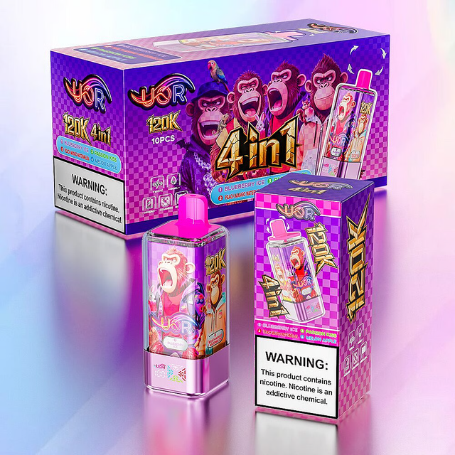 EU Warehouse 10 Flavors 650mah LED Display UOR 120000 puffs 4-in-1 Disposable Vape 