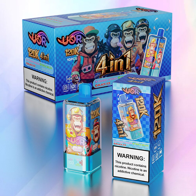 EU Warehouse 10 Flavors 650mah LED Display UOR 120000 puffs 4-in-1 Disposable Vape 